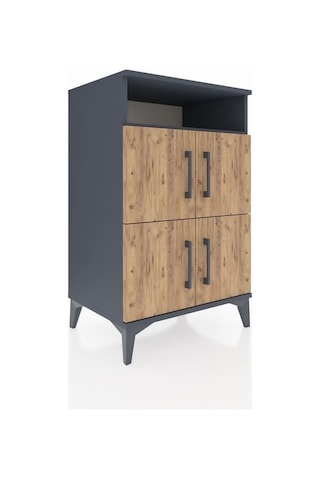 Hyperion Komodin 2 Raflı 4 Kapaklı 60x44x96 Antrasit-çam Antrasit