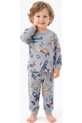Modanıno Erkek Çocuk %100 Pamuk Pijama Takımı 9-36ay 12737ıs Füme