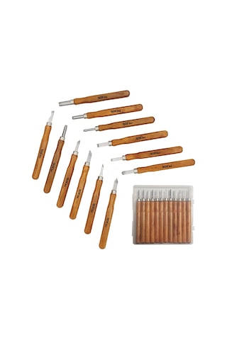 Rox Wood 4504 Mini Ahşap Oyma Bıçak Seti 12 Parça Pvc Çantalı