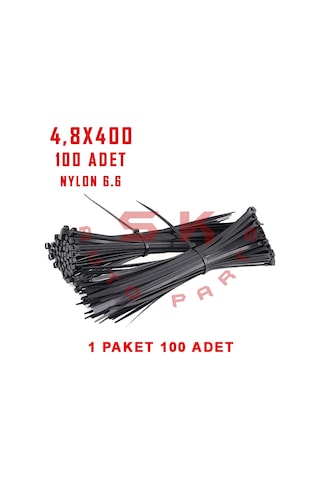 Skauto Kablo Bağı Plastik Cırt Kelepçe 4.8X380 MM Siyah 100 Adet