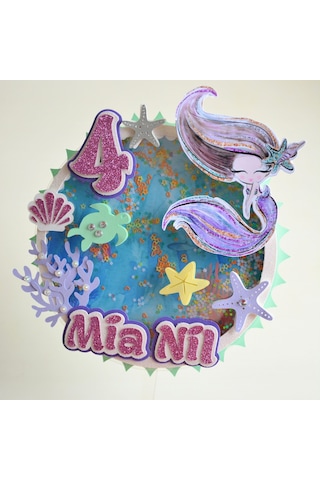 Deniz Kızı Kız Çocuk Doğum Günü Pasta Süsü Parti Malzemesi Topper