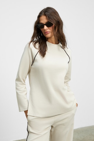 Ethıquet Elsbeth Kadın Bisiklet Yaka Yanı Yırtmaçlı Reglan Kol Oversize Beli Lastikli Borupaça Bej A