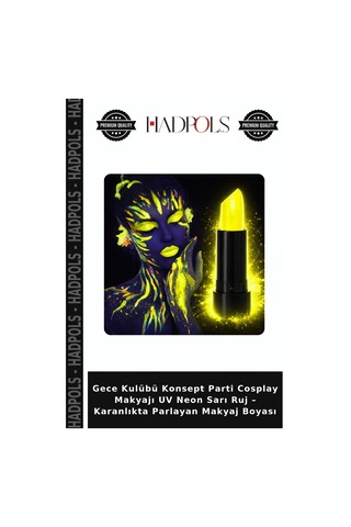 Gece Kulübü Konsept Parti Cosplay Makyajı Uv Neon Sarı Ruj Karanlıkta Parlayan Makyaj Boyası Belirtilmemiş