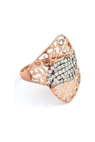 Zirkon Taşlı 925 Ayar Gümüş Rose Yüzük 18 (532939304)