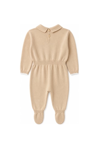 Babyhola Unisex Triko Patikli Bebek Tulum 5603 Bej