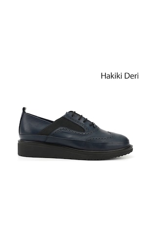 Gönderi(R) Gönderi R Kadın Lacivert Antik Bağcıklı Dolgu Taban Hakiki Deri Ayakkabı Gdza13424084 Lacivert