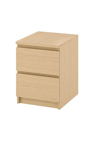 Komodin, Ağartılmış Meşe Kaplama 40x55 Cm Malm Komodin 40x55 Cm 2 Çekmeceli Şifonyer