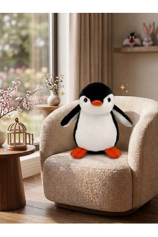 30 Cm Penguen Peluş Oyuncak Yastık Sevimli Penguen Peluş Oyuncak Beyaz - Siyah