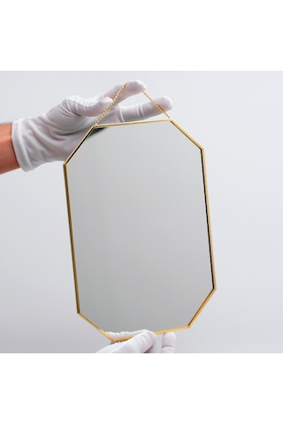 Ayna Duvar Askılı Sekizgen Geometrik 30x20cm Gold