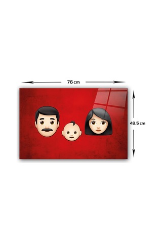Decorita Emoji Ailesi Anne Baba Çocuk Cam Ocak Arkası 49.5x76 CM