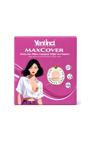 Yeni İnci Maxcover Geniş Alan Silikon Yapışkanlı Göğüs Ucu Kapatıcı Ten