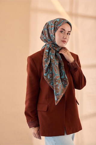Silk Home Yaz Esintisi Eşarp 150002-18 Turkuaz, Parlak Turuncu, Tarçın, Yeşil, Pudra
