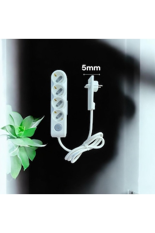 4 Lü Uzatma Kablosu 1.5 Metre İnce Fişli, Aç/kapa Düğmeli, Çocuk Korumalı, Şık Ve Güvenli Tasarım 1.5 M