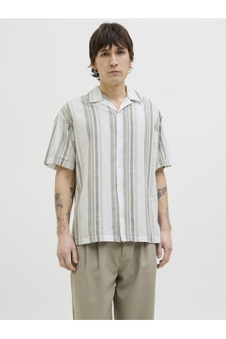 Jack & Jones Erkek Keten Karışımlı Gömlek - Summer - 12274913 Vetiver