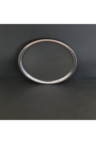 12 Adet Paslanmaz Çelik Diplomat Tabak 430 Kalite Tatlı & Pasta Servis Tabağı 29 Cm Gümüş