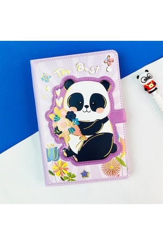 Panda Tasarımlı Kabartma Kapaklı Defter Çok Renkli