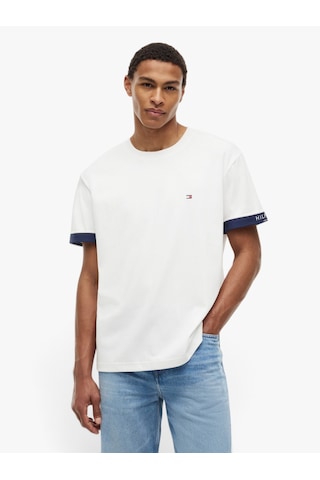 Tommy Hilfiger Saıl Mıx Medıa Cuff Regular Tee Erkek Beyaz T-shirt - Mw0mw43203