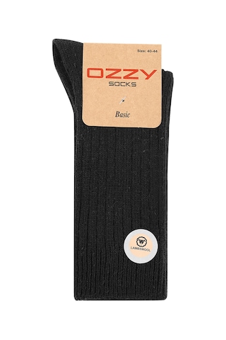 Ozzy Socks 5 Çift Kışlık Erkek Lambswool Yünlü Uyku Çorabı Soft Touch Siyah