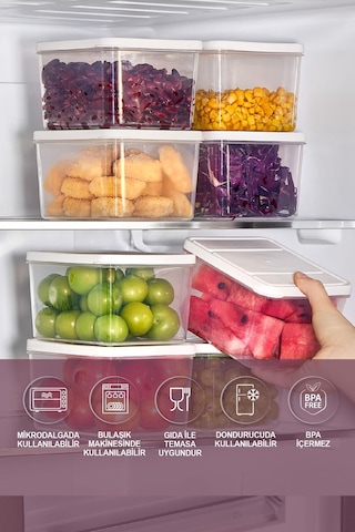 Selka Home 4 Adet Derin 1 Lt. Nora Organizer Buzdolabı Buzluk Düzenleyici Saklama Kabı