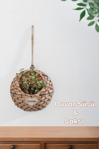 Porsima 2065-2 Taupe Dekoratif Çok Amaçlı Saksılık Hasır Modelli Saksı Çiçeklik 25x25cm