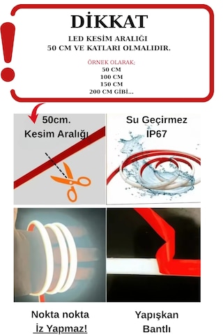 Ankara Teknik 220 Volt Cob Neon Led F-cob Led Yüksek Lümen Dış-ıç Mekan Amber 10 Metre