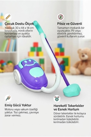 Sevimli Süpürgem İle Temizlik Başlasın Çocuklar İçin Eğlenceli Ve Güvenli Temizlik Seti Mor-mavi