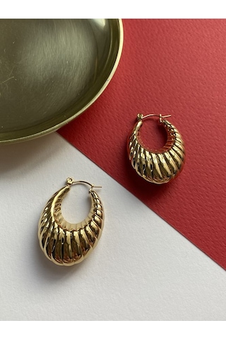 İri Sallantılı Burgu Çelik Kararmaz Küpe Çifti Altın