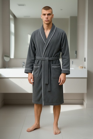 % 100 Pamuklu Laodikeia Kimono Bornoz Unisex Kadın Erkek Gri