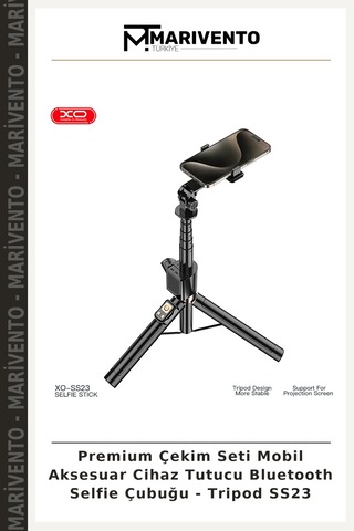 Premium Çekim Seti Mobil Aksesuar Cihaz Tutucu Bluetooth Selfie Çubuğu - Tripod Ss23