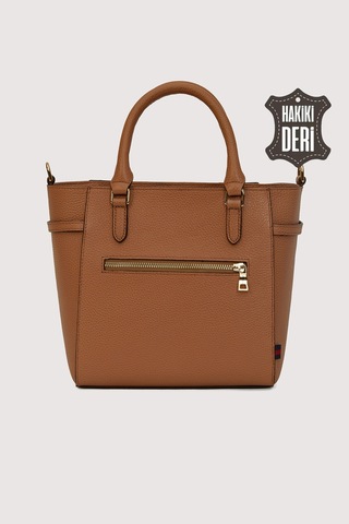 Hakiki Deri Kadın El Çantası Taba Smr7922 Taba