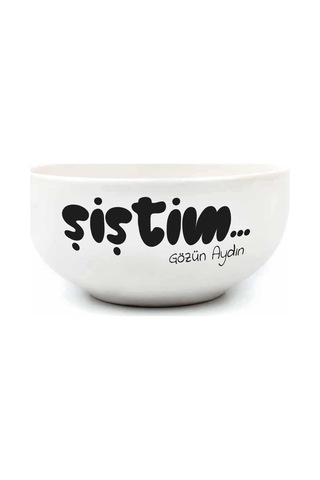 Şiştim... Gözün Aydın Krem Seramik Kase - Hediye Seramik Kase