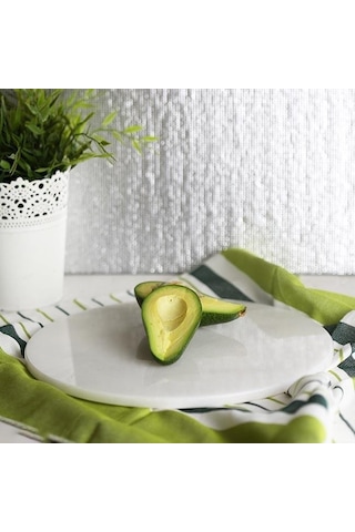 Akayev Mermer 30 Cm Beyaz Yuvarlak Sunum Tabağı Beyaz