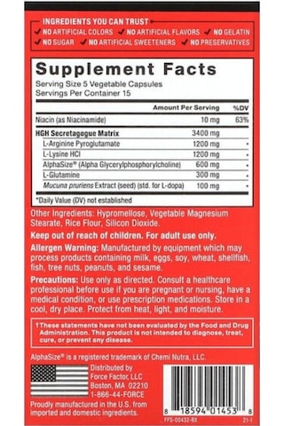 Force Factor, Prime Hgh Secretion Activator, 75 Capsules