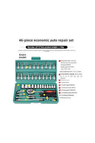 Teltree Profesyonel Otomobil Tamiri İçin 46 Parça Ratchet Anahtar Seti - Tamir Çalışmaları Ve Bakım İçin Tam Zirve Takım