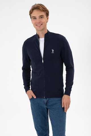 U.S. Polo Assn. Erkek Slim Fit Lacivert Triko Hırka 50313684-VR033