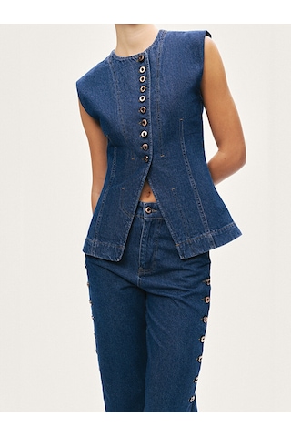 Nocturne Metal Düğmeli Denim Yelek N26yd7080 Mavi