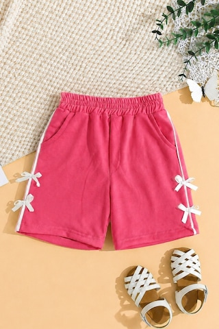 Esila Kids Kız Çocuk Şort Fiyonk Desenli Yazlık Şort Pembe