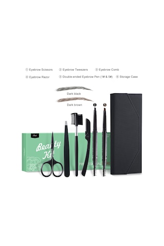 Yifomall Profesyonel Kaş Bakım Seti: Paslanmaz Çelik Makas, Cımbız, Tarak Ve 2'li Fırça İle Hem Kadınlar Hem Erkekler İçin