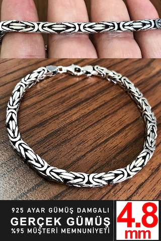 925 Ayar Gümüş Erkek Kare Kral Zincir Bileklik Künye Erkeğe Sevgiliye Hediye Msb15 Mavi 16057486