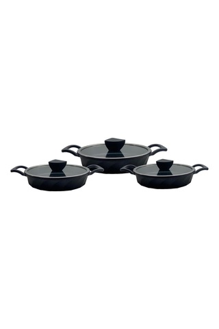 Vento 6 Parça Yanmaz Yapışmaz Titanyum Kaplama Sahan Seti 18-20-22 Cm Siyah
