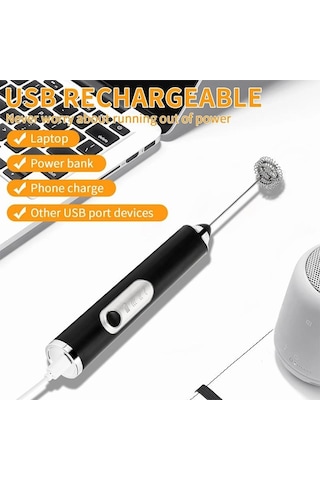 Jms Usb Şarj Edilebilir 3 Hız Kademeli Elektrikli Süt Köpürtücü