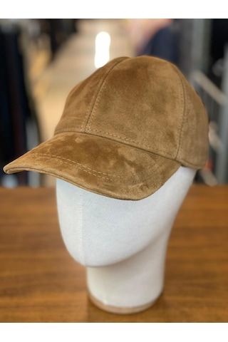 Hamze %100 Süet Deri Erkek Kışlık Cap Şapka Açık Camel
