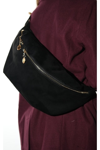 Venta Siyah Süet Kadın Büyük Bel Çantası Siyah