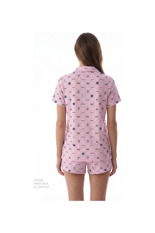 Penti Pembe Cute Bows Gömlek Şortlu Pijama Takımı