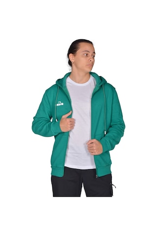 Diadora İmola - Erkek Yeşil Pamuklu Tam Fermuarlı Spor Sweatshirt Yeşil