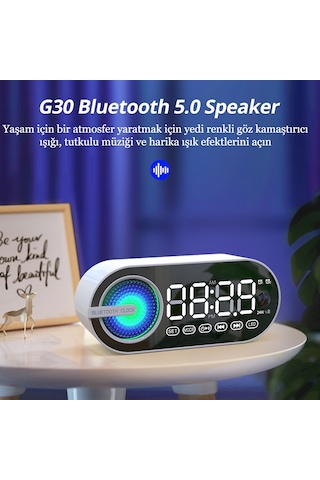 Sessiz Kablosuz Led Dijital Saat Alarm Ayna Bluetooth Hoparlör