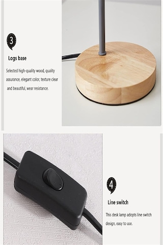 Usb Led Masa Lambası Beyaz Ahşap Tabanlı Modern Dekoratif, Şık Esnek Boyunlu Ofis Ve Çalışma Lambası Beyaz