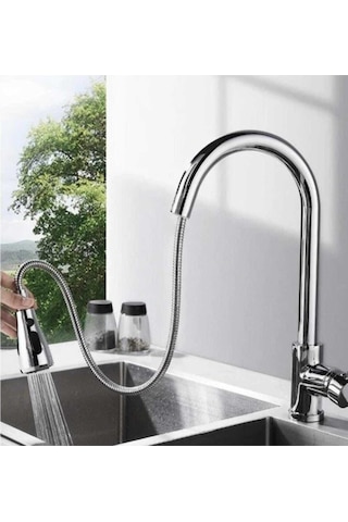 Şık Tasarım Modern Görünümlü Spiralli Eviye-mutfak Bataryası Krom
