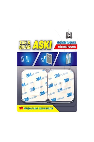 Tak Çıkar Askı 3m Yapışkanlı Askı Pratik Geçmeli Askı Şeffaf