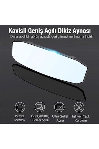 Polham 30x9 Cm Ultra Geniş Araç İçi Geniş Açılı Araç Dikiz Aynası, Kavisli, Genişletilmiş Açılı Ayna